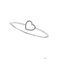 Bracciale a cuore con zaffiro naturale e diamante da 1,00 carati in oro bianco 14k