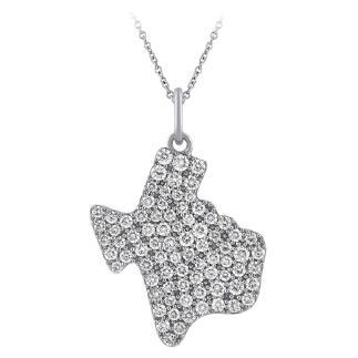 1.00 Carat Natural Texas Map Necklace Pendant 14K White Gold 18

 chain For Sale