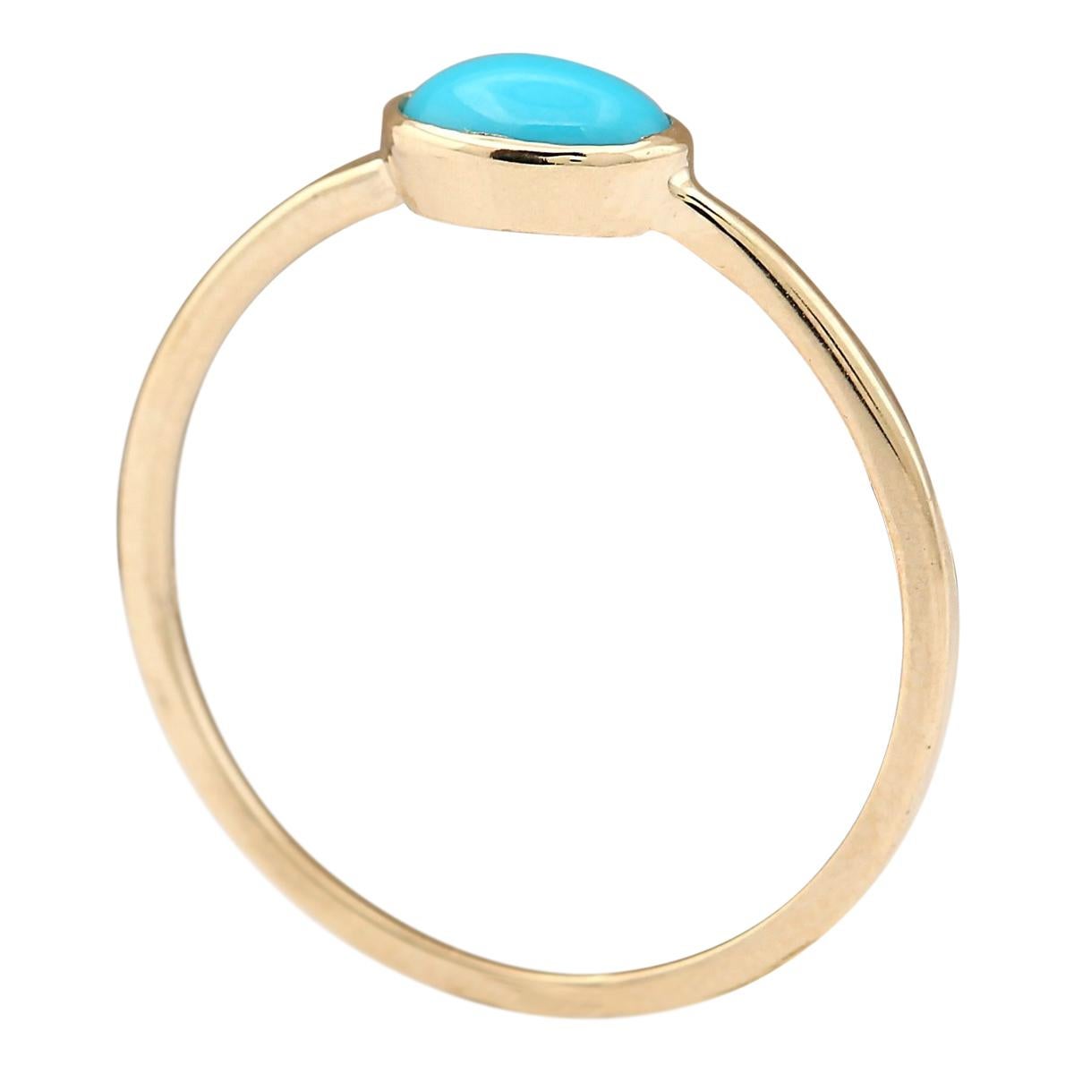 Modern Natural Turquoise Ring In 14 Karat Yellow Gold  For Sale