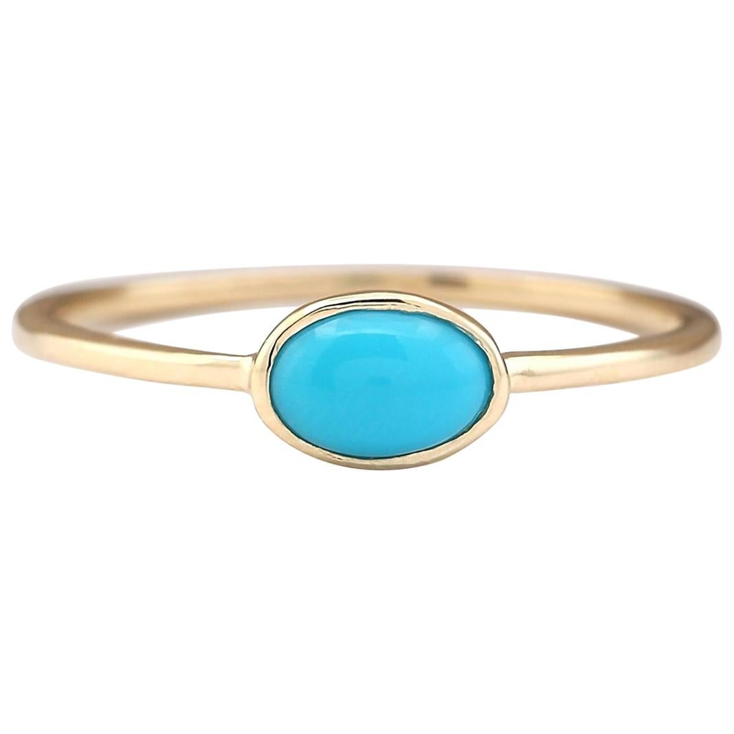 Natural Turquoise Ring In 14 Karat Yellow Gold  For Sale