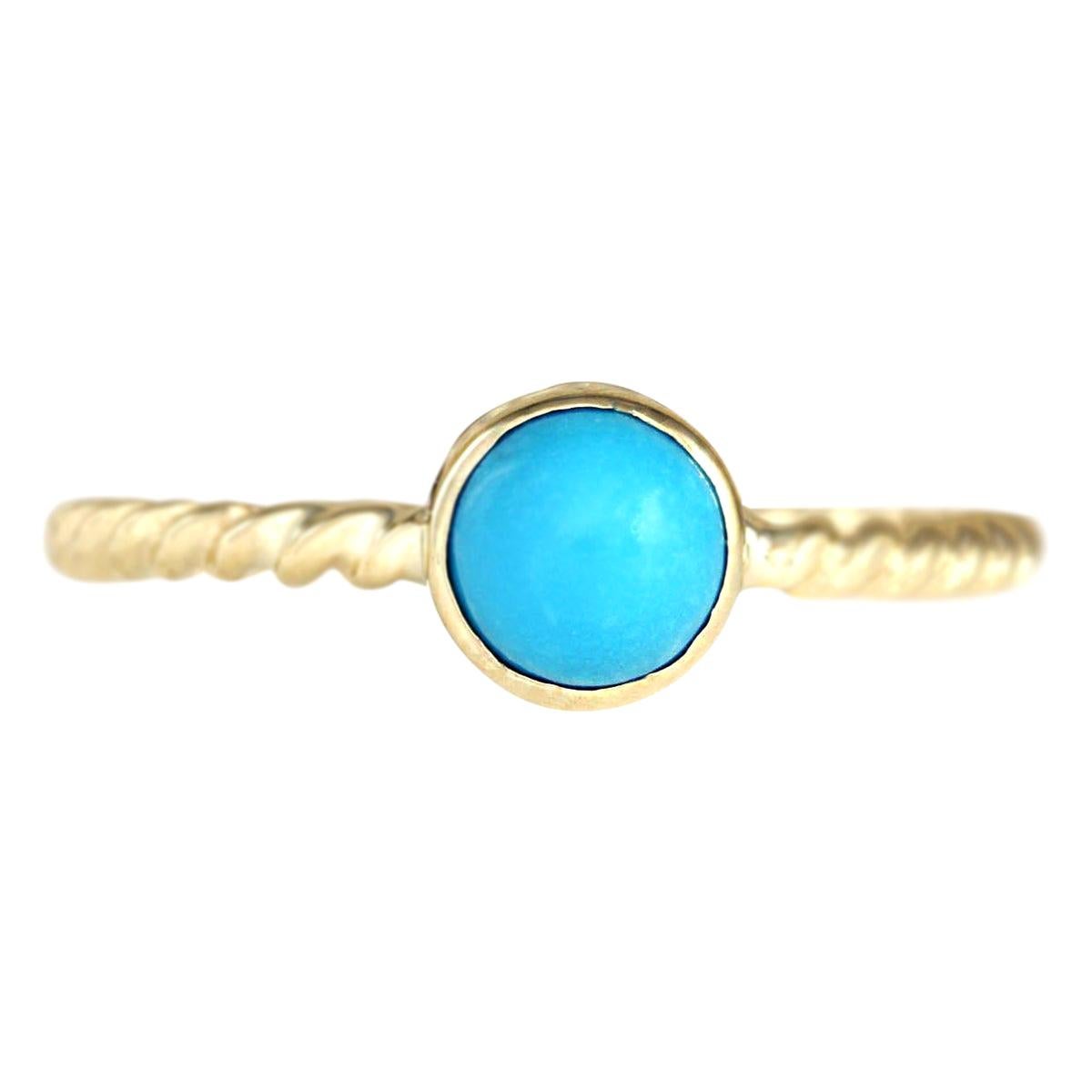 Bague en or jaune 14 carats et turquoise naturelle 