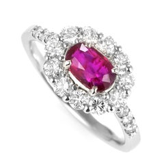 Anillo de rubí y diamantes de 1,00 quilates naturales sin calentar, sangre de paloma, fabricado en platino