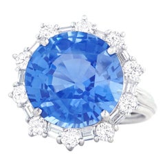 10.0 Carat No Heat Burma Sapphire and Diamond Set Platinum Ring