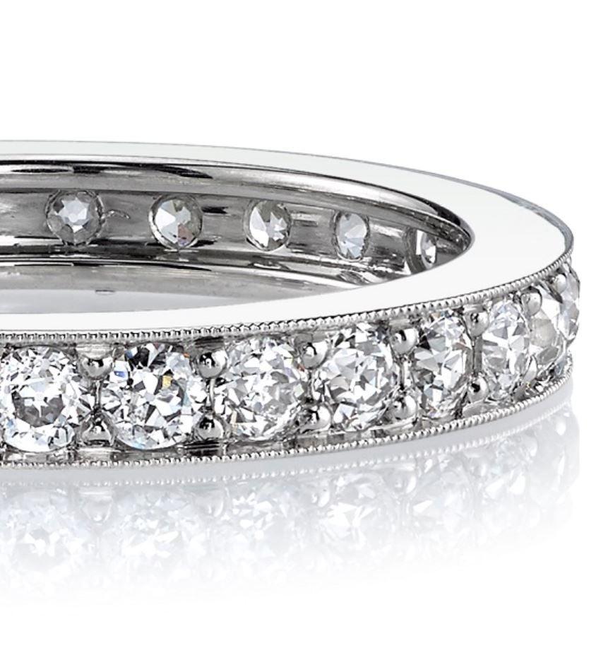 For Sale:  Handcrafted Carmela Small Old European Cut Diamond Eternity Band by Single Stone 3