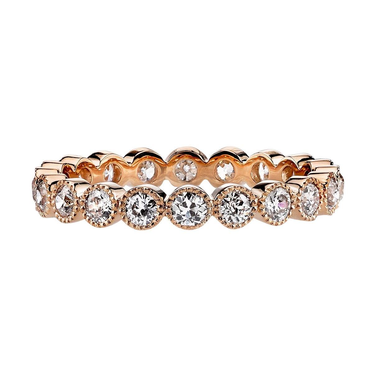 For Sale:  Handcrafted Gabby Old European Cut Diamond Eternity Band by Single Stone
