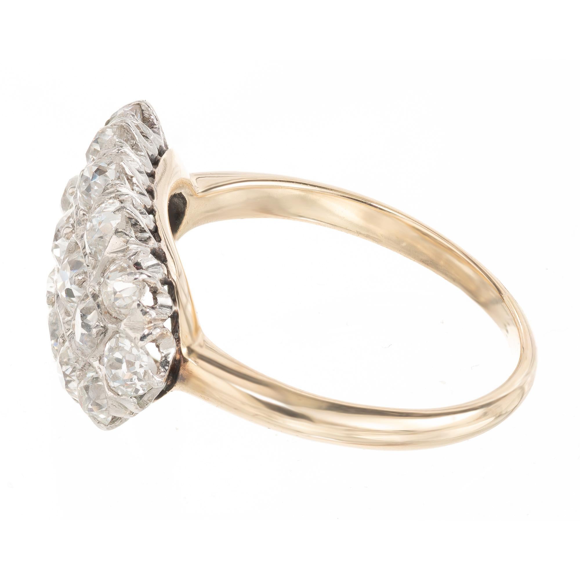 1,00 Karat alter europäischer Diamant Platin Gelbgold viktorianischer Ring  im Zustand „Gut“ im Angebot in Stamford, CT