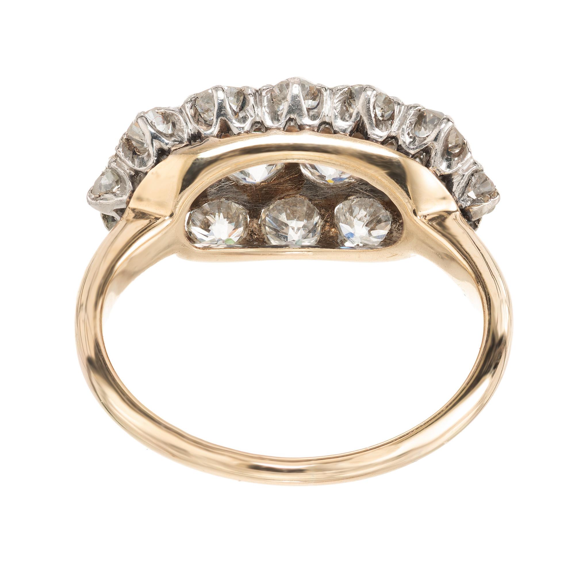 Women's 1.00 Carat Old European Diamond Platinum Yellow Gold Victorian Ring  For Sale