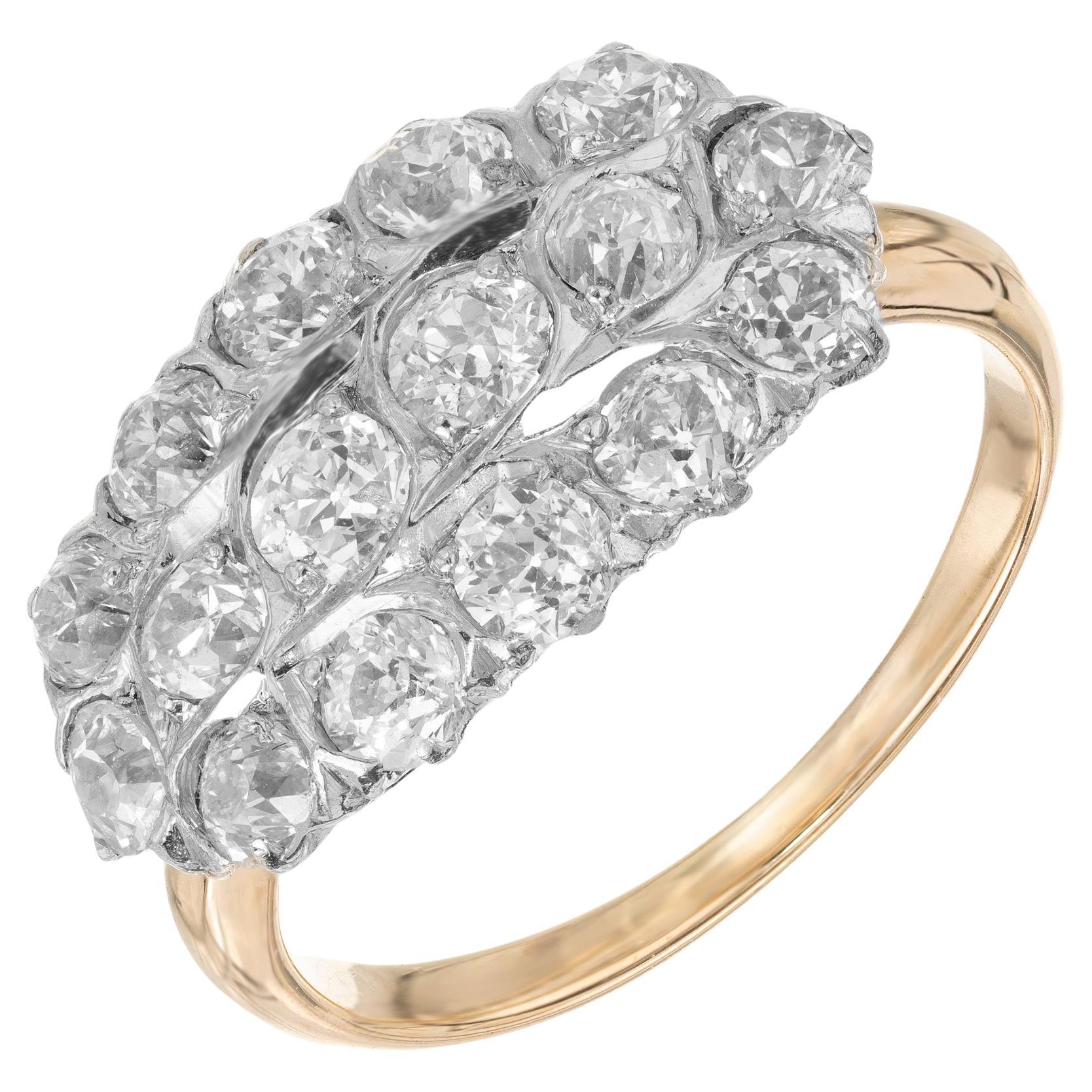1,00 Karat alter europäischer Diamant Platin Gelbgold viktorianischer Ring  im Angebot