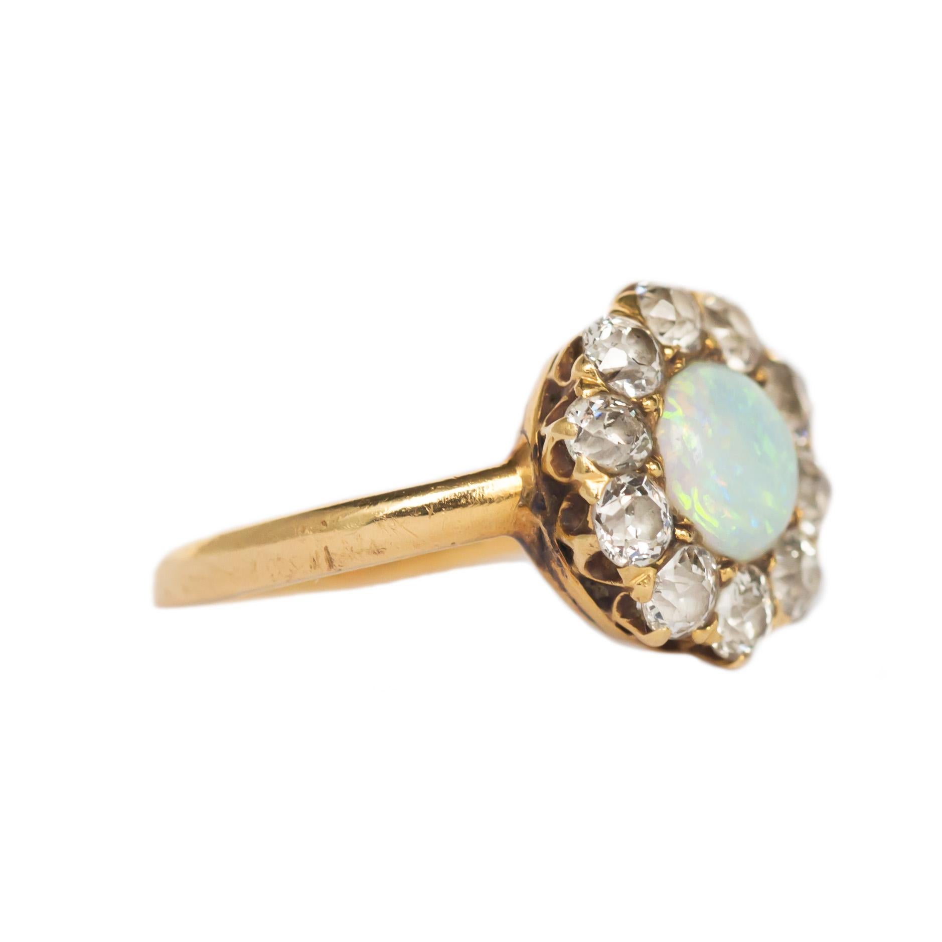 Edwardian 1.00 Carat Opal Yellow Gold Engagement Ring For Sale