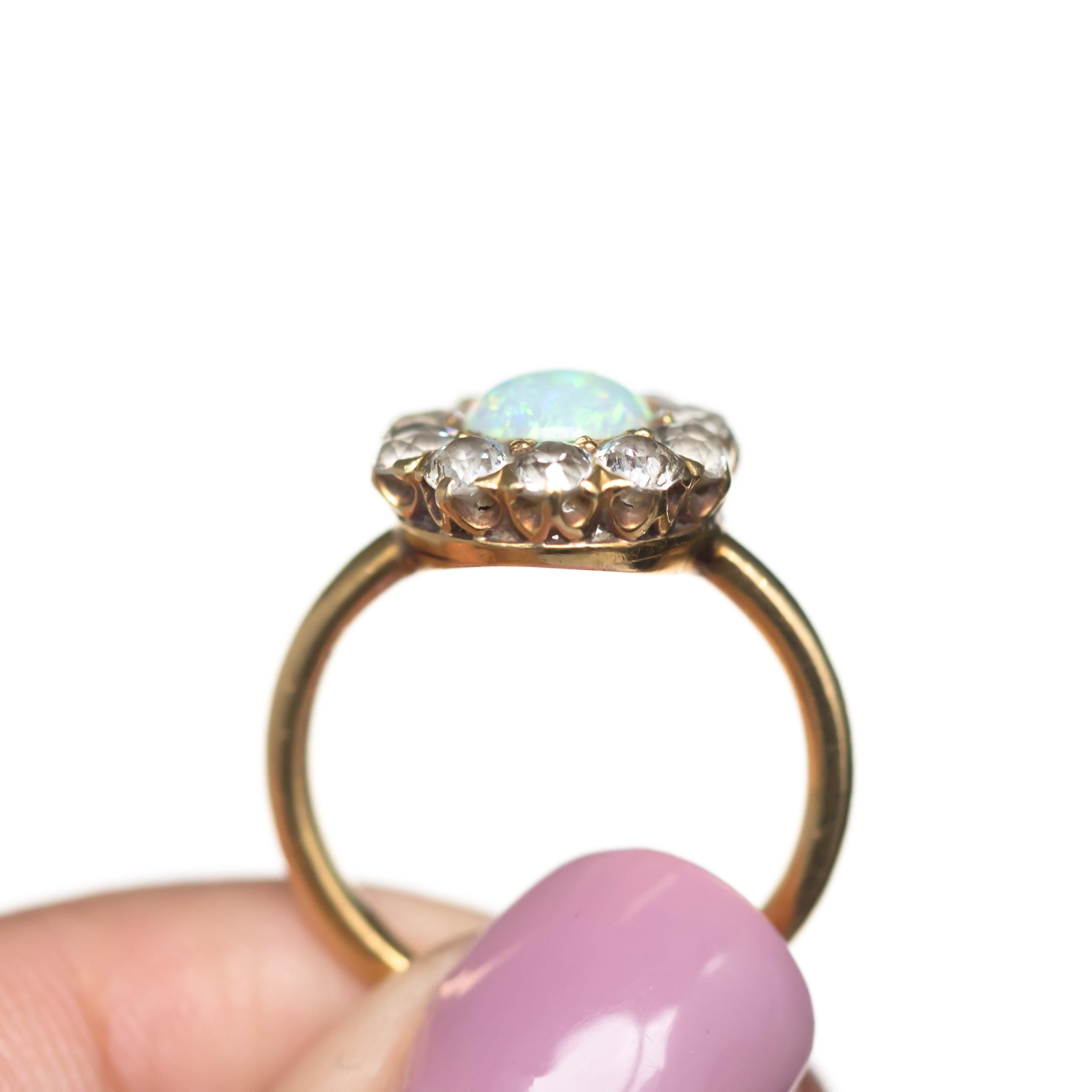Women's or Men's 1.00 Carat Opal Yellow Gold Engagement Ring For Sale