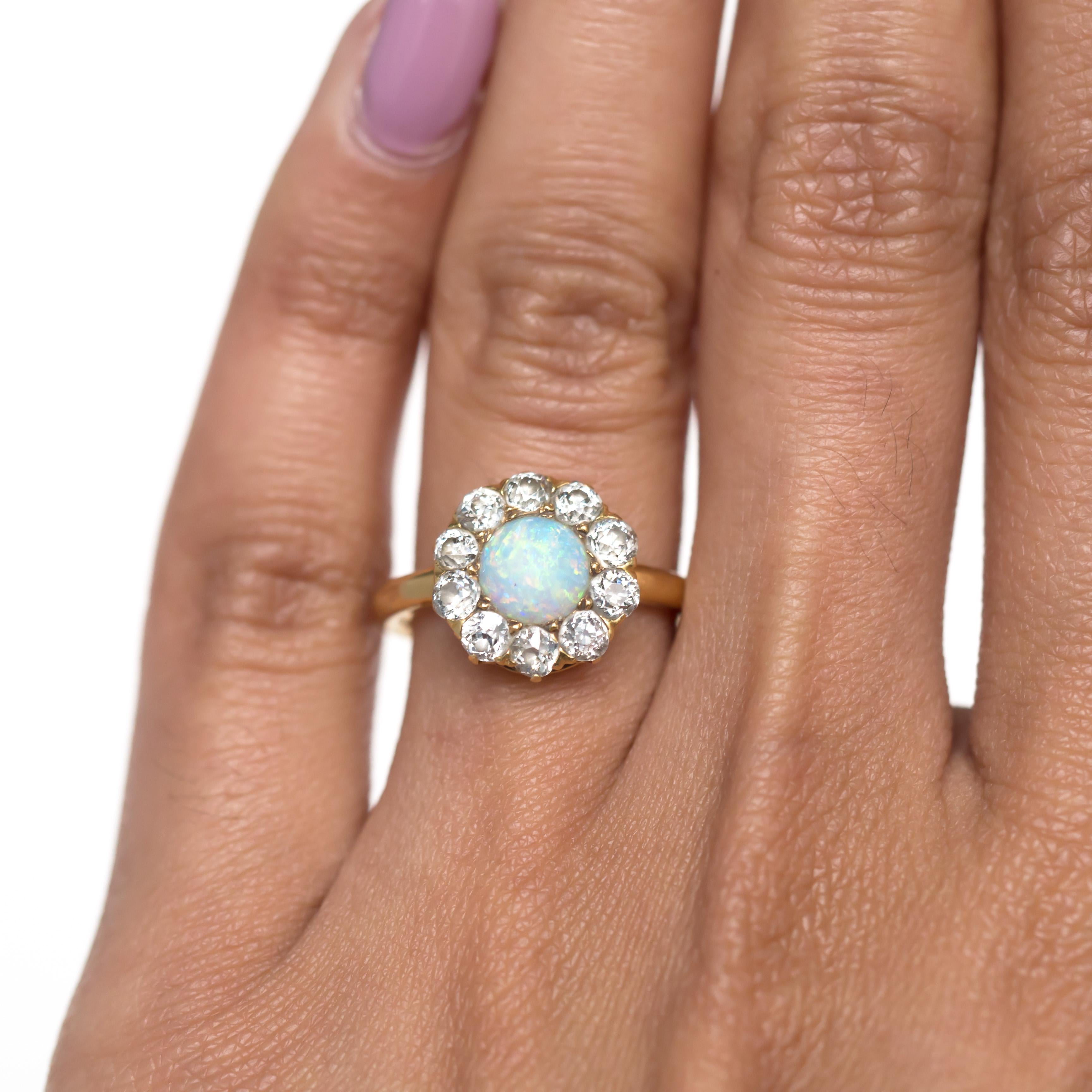 1.00 Carat Opal Yellow Gold Engagement Ring For Sale 1