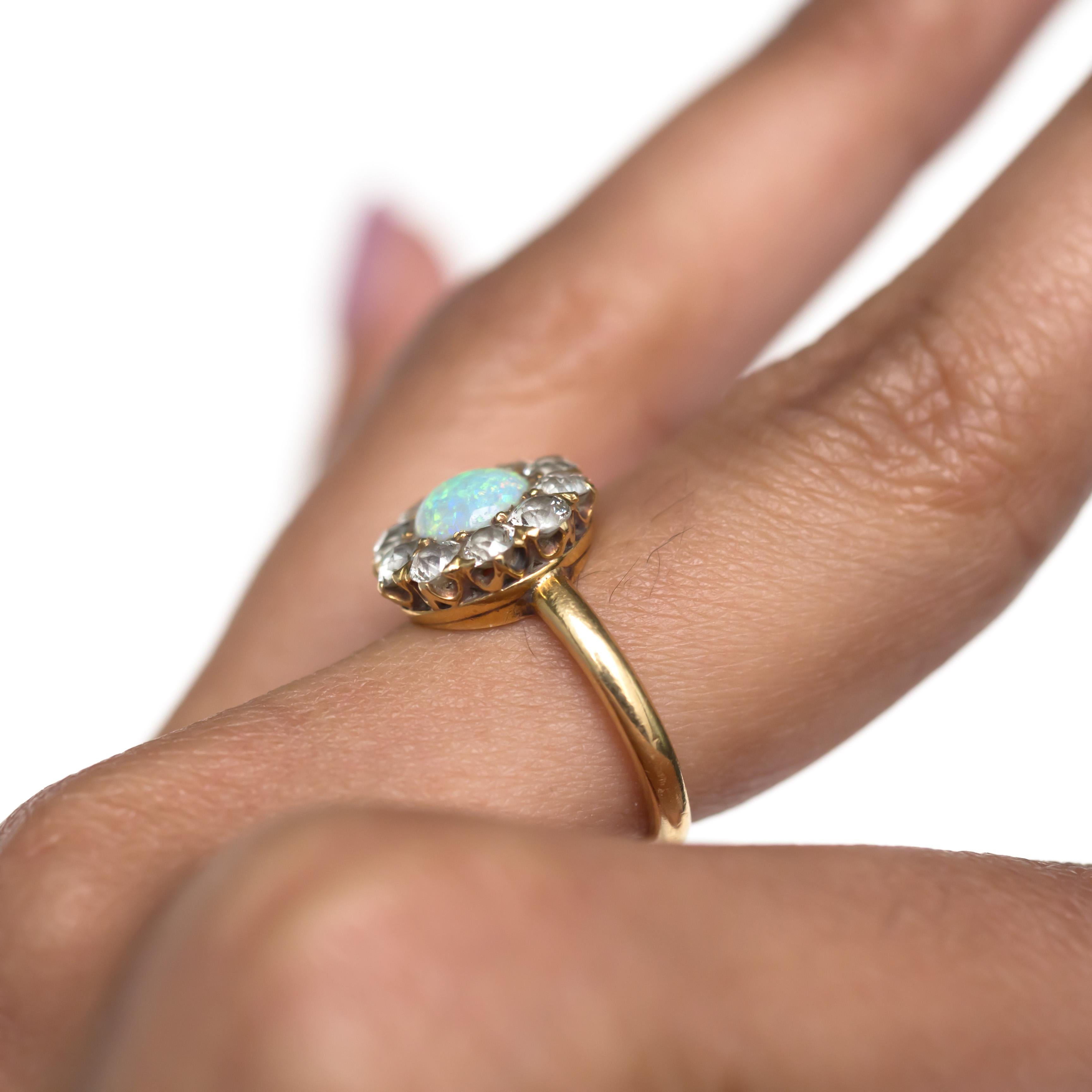 1.00 Carat Opal Yellow Gold Engagement Ring For Sale 2
