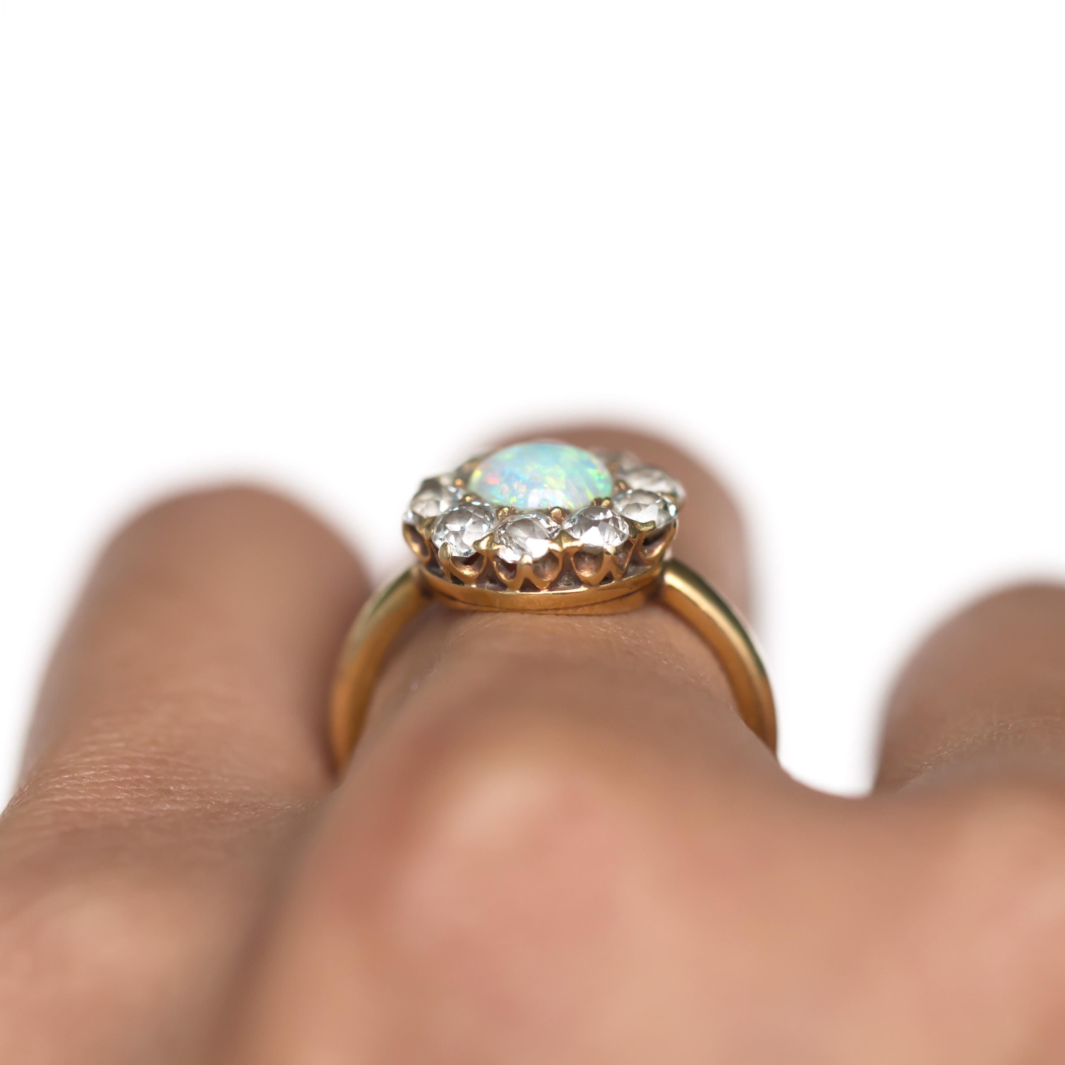 1.00 Carat Opal Yellow Gold Engagement Ring For Sale 3