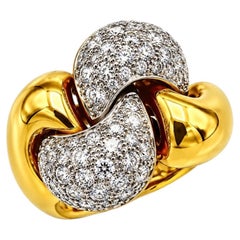 Bague « bypass » en or jaune 18 carats sertie de diamants en pavé de 1,00 carat