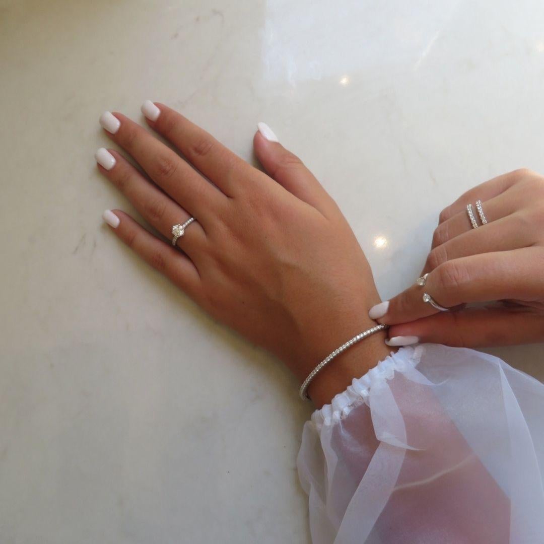 Contemporary 1.00 Carat Pave Diamond Bangle Bracelet in 14 Karat White Gold, Shlomit Rogel For Sale