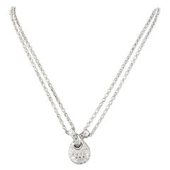 Pendentif goutte en or blanc 18 carats avec double chaîne et diamants pavés de 1,00 carat