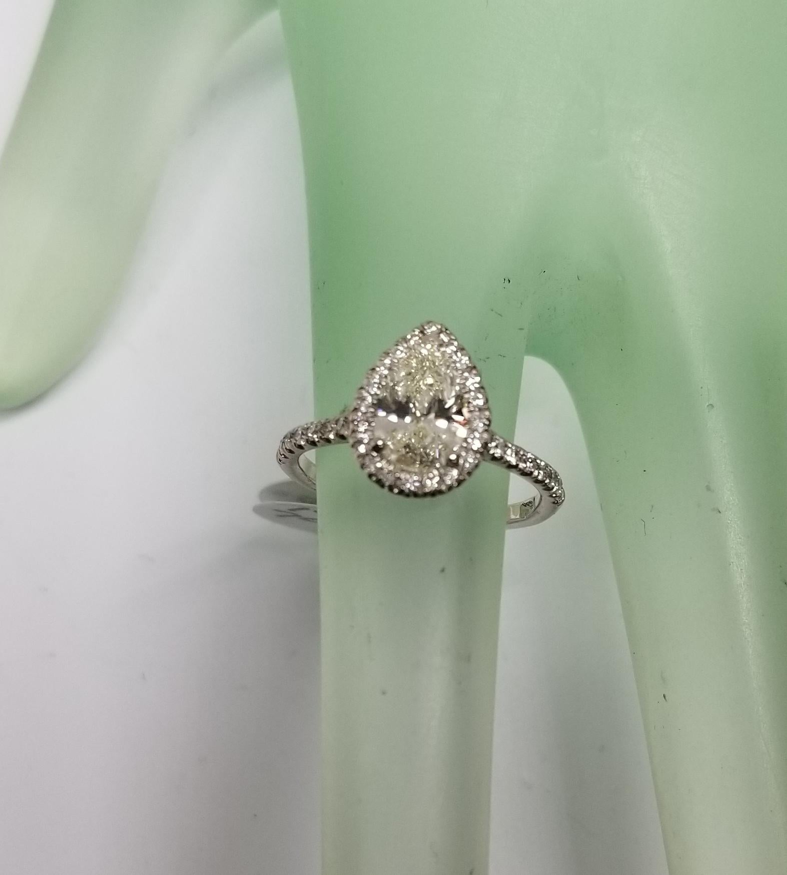 1.00 Carat Pear Shape Diamond with Diamond Halo 5