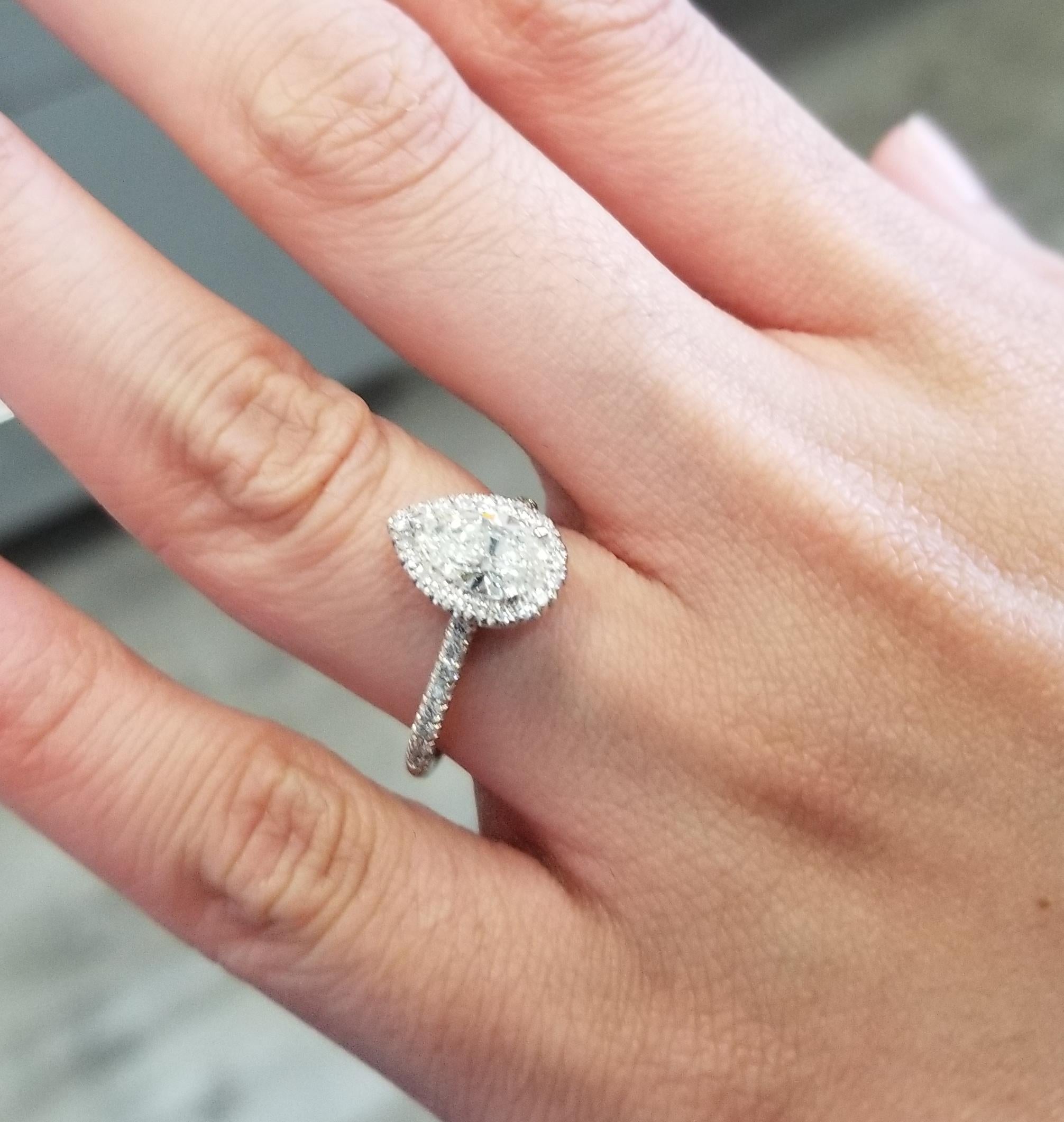 1.00 Carat Pear Shape Diamond with Diamond Halo 3