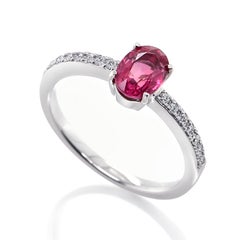 1.00 Carat Pink Sapphire and Diamond Ring Made in Platinum