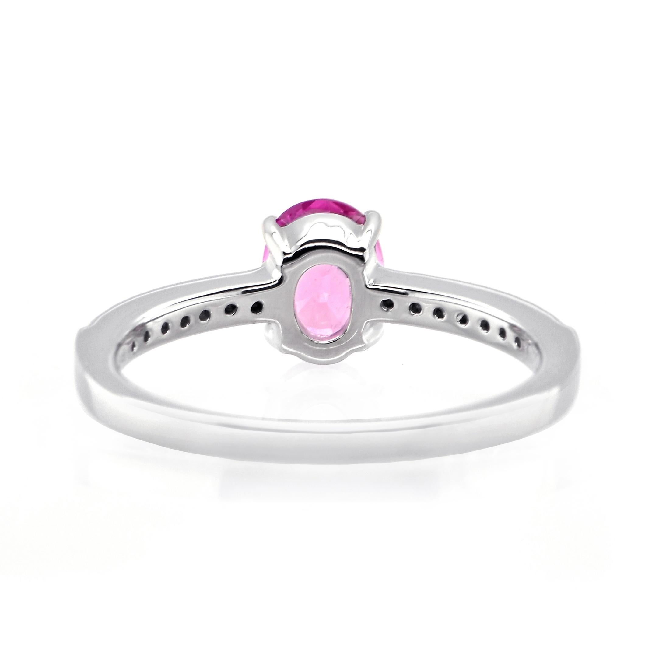 Anello con zaffiro rosa e diamanti da 1,00 carati in platino In condizioni Nuovo in vendita a Tokyo, JP