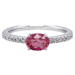 1.00 Carat Pink Sapphire and Diamond Ring Made in Platinum