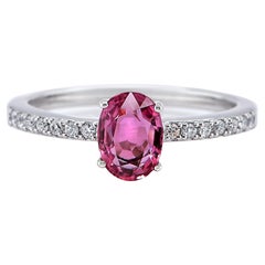 1.00 Carat Pink Sapphire and Diamond Ring Made in Platinum