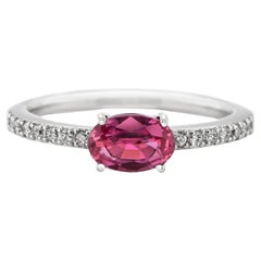 1.00 Carat Pink Sapphire and Diamond Ring Made in Platinum