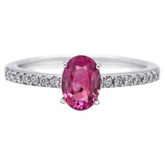 1.00 Carat Pink Sapphire and Diamond Ring Made in Platinum