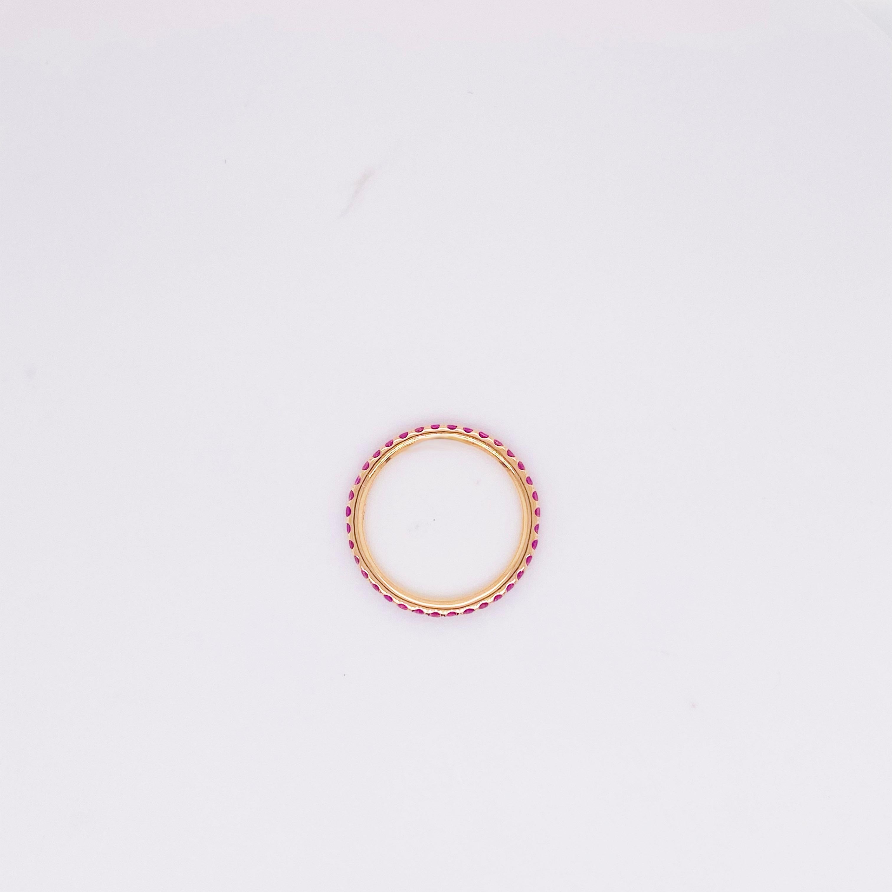 For Sale:  1.00 Carat Pink Sapphire Eternity Band in 18K Rose Gold 1 Ct Sapphire Ring, sz 7 4