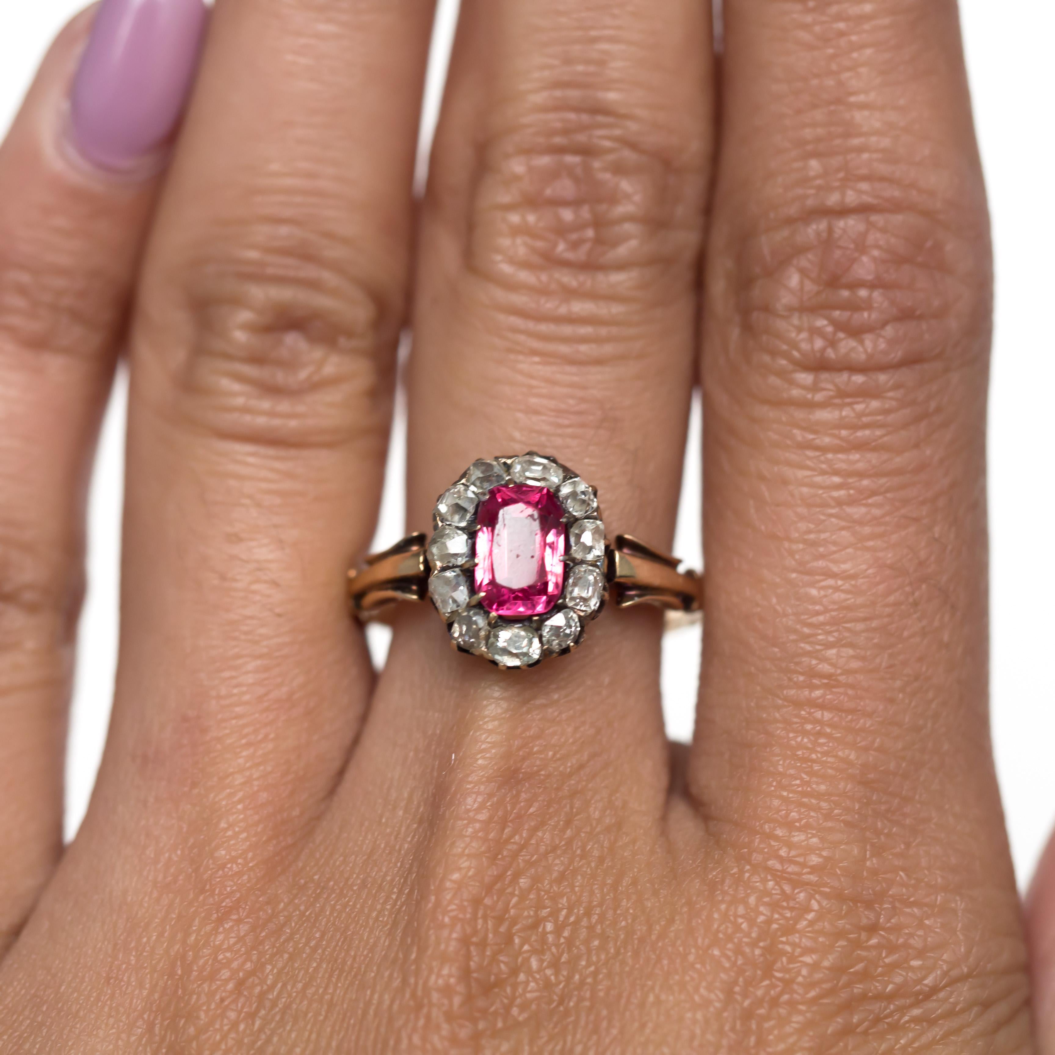 Victorian 1.00 Carat Pink Spinel Yellow Gold Engagement Ring For Sale