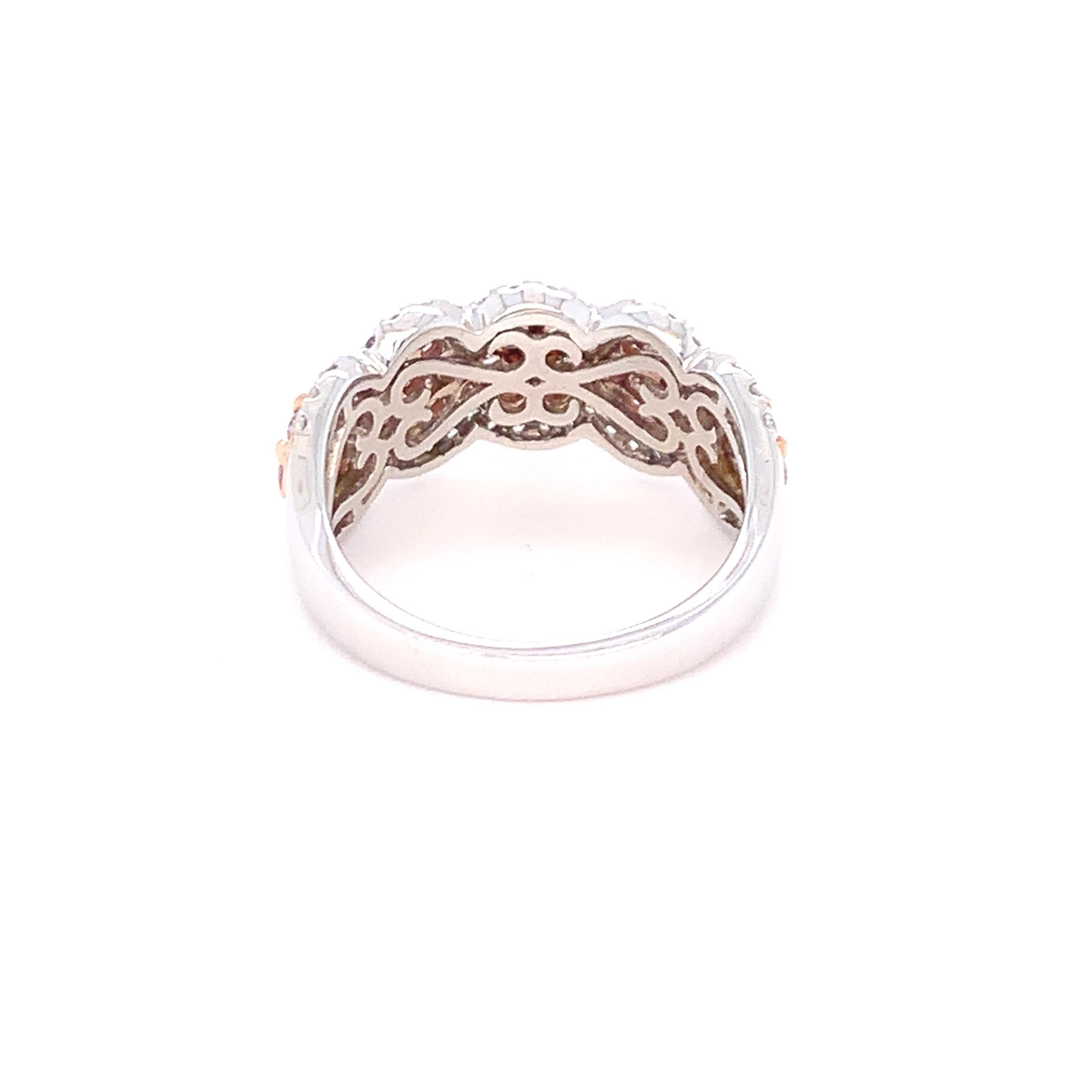 1.00 Carat Pink & White Diamond Band Ring in 14K Two Tone Gold For Sale 10