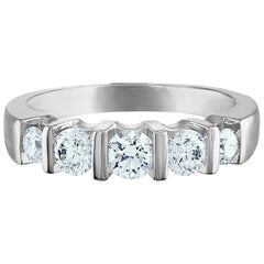 1.00 Carat Platinum, Diamond Wedding Band, 5-Stone Ring