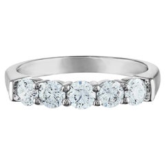 1.00 Carat Platinum, Diamond Wedding Band, 5-Stone Ring 1.00 Carat Platinum, Diamond Wedding Band, 5-Stone Ring