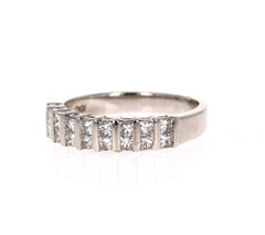 1.00 Carat Princess Cut Diamond 18 Karat White Gold Band
