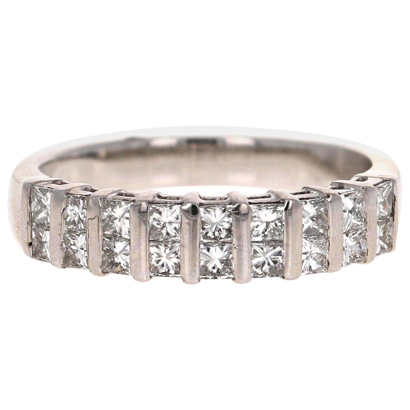 Bracelet en or blanc 18 carats avec diamant taille princesse de 1,00 carat