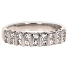 1.00 Carat Princess Cut Diamond 18 Karat White Gold Band