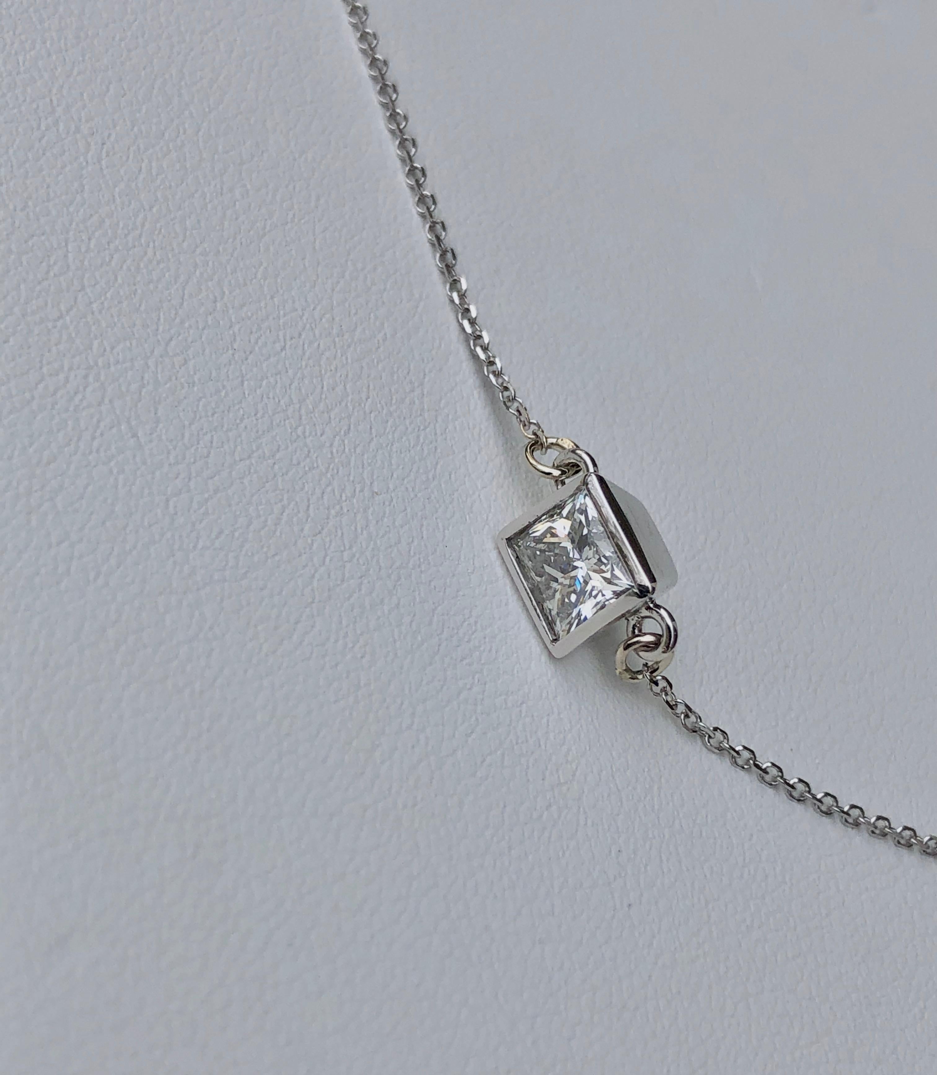 solitaire princess cut diamond necklace