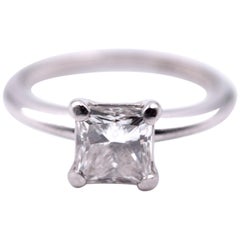 1.00 Carat Princess Cut Platinum Diamond Engagement Ring