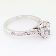 1.00 Carat VVS1 G Diamond Halo Ring 19 Karat White Gold Crescent Engagement Ring