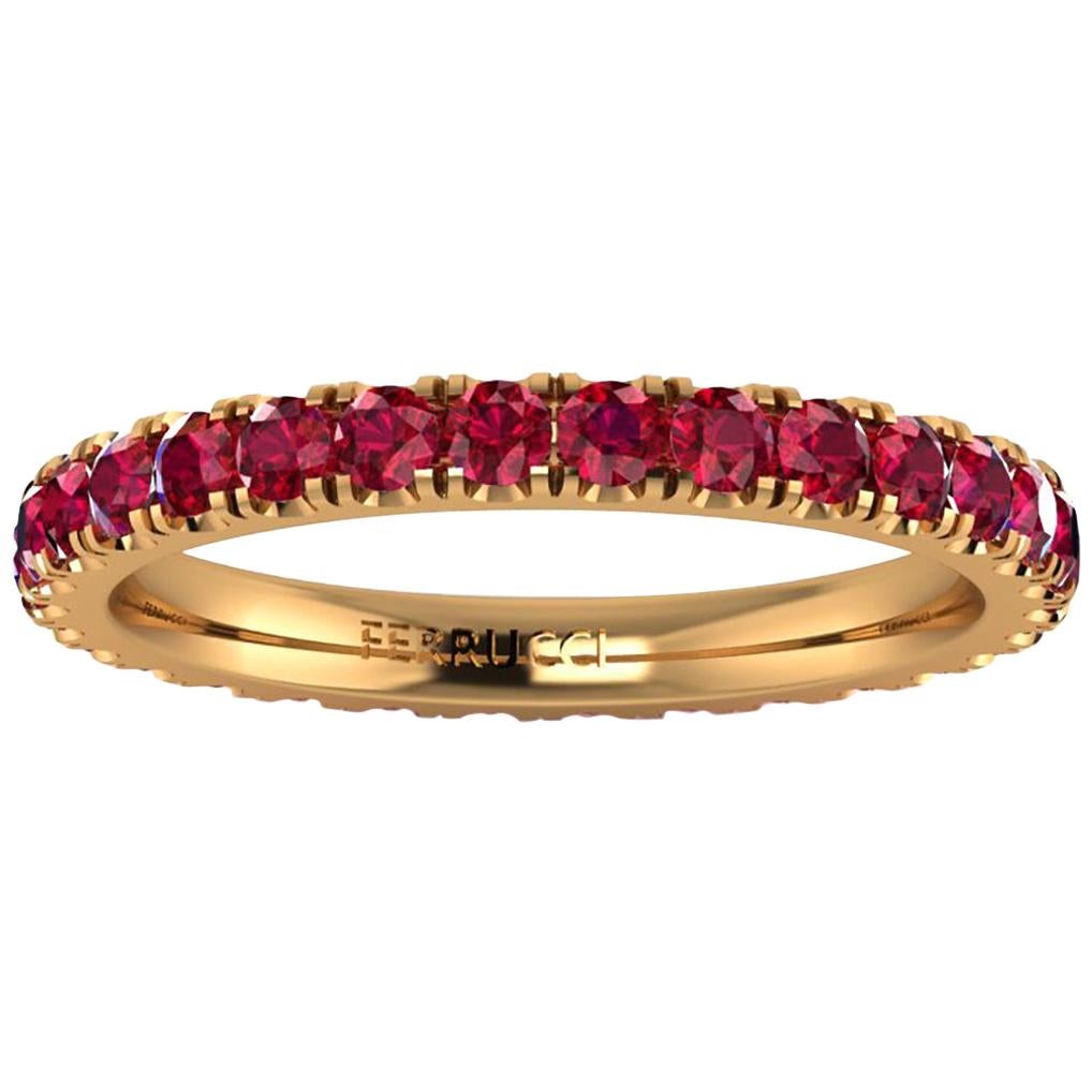1.00 Carat Red Rubies Stackable Eternity Ring 18 Karat Yellow Gold For Sale