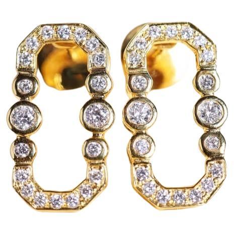 Boucles d'oreilles en or 18 carats de 1,00 carat de diamants ronds de forme brillante