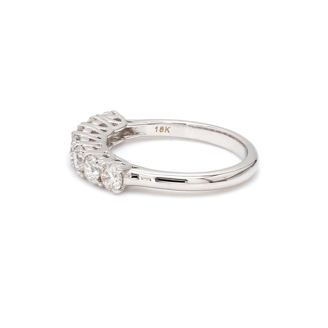 Round Cut 1.00 Carat Round Brilliant Cut Diamond 18 Karat White Gold Wedding Ring For Sale