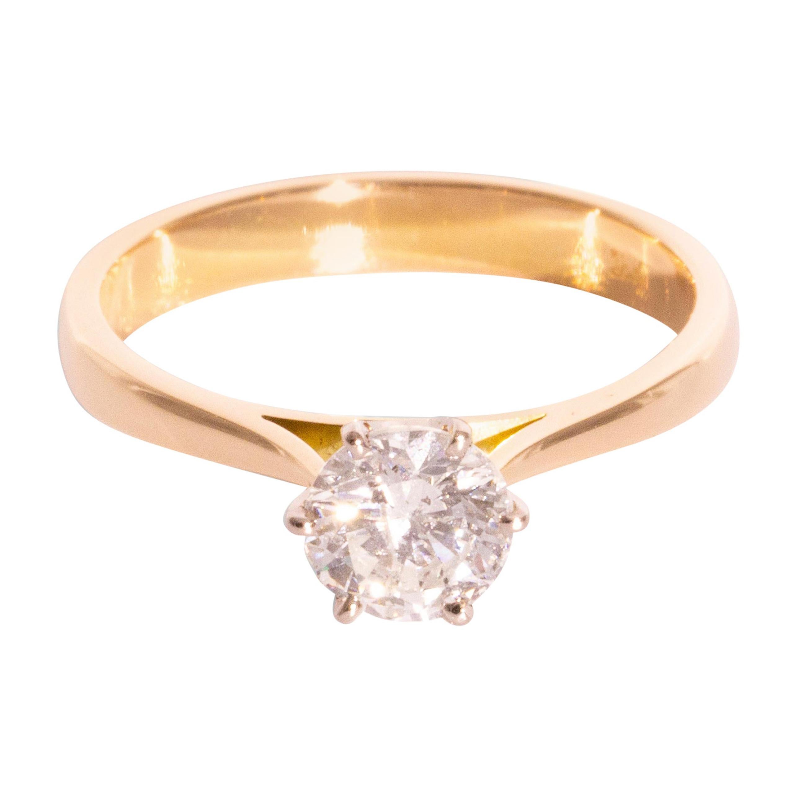 1.00 Carat Round Brilliant Cut Diamond Solitaire 18 Carat Gold Engagement Ring