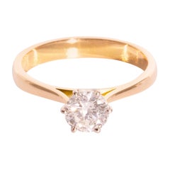 1.00 Carat Round Brilliant Cut Diamond Solitaire 18 Carat Gold Engagement Ring