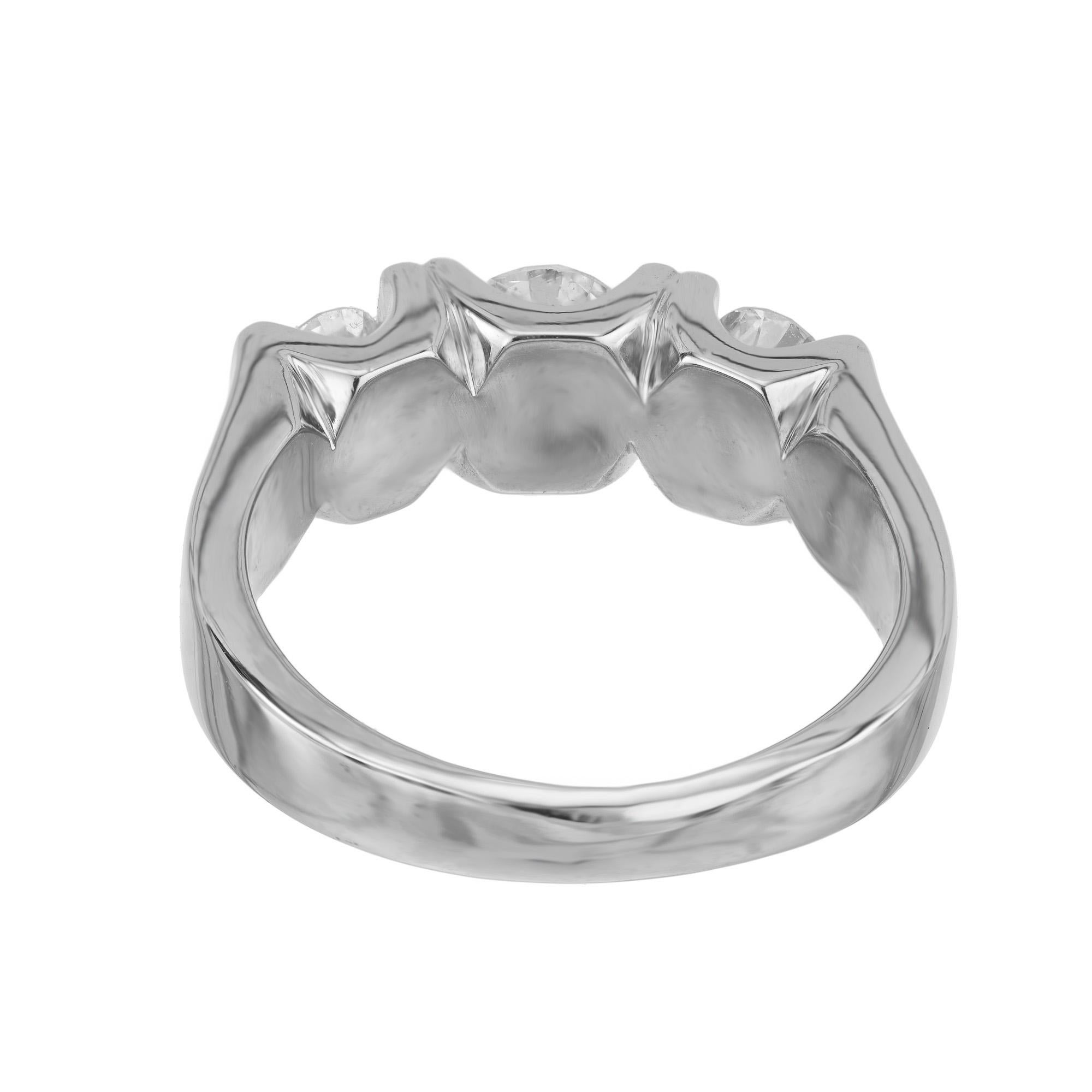 De las mujeres Anillo de oro blanco de 1,00 quilates con diamante redondo talla brillante y tres piedras en venta