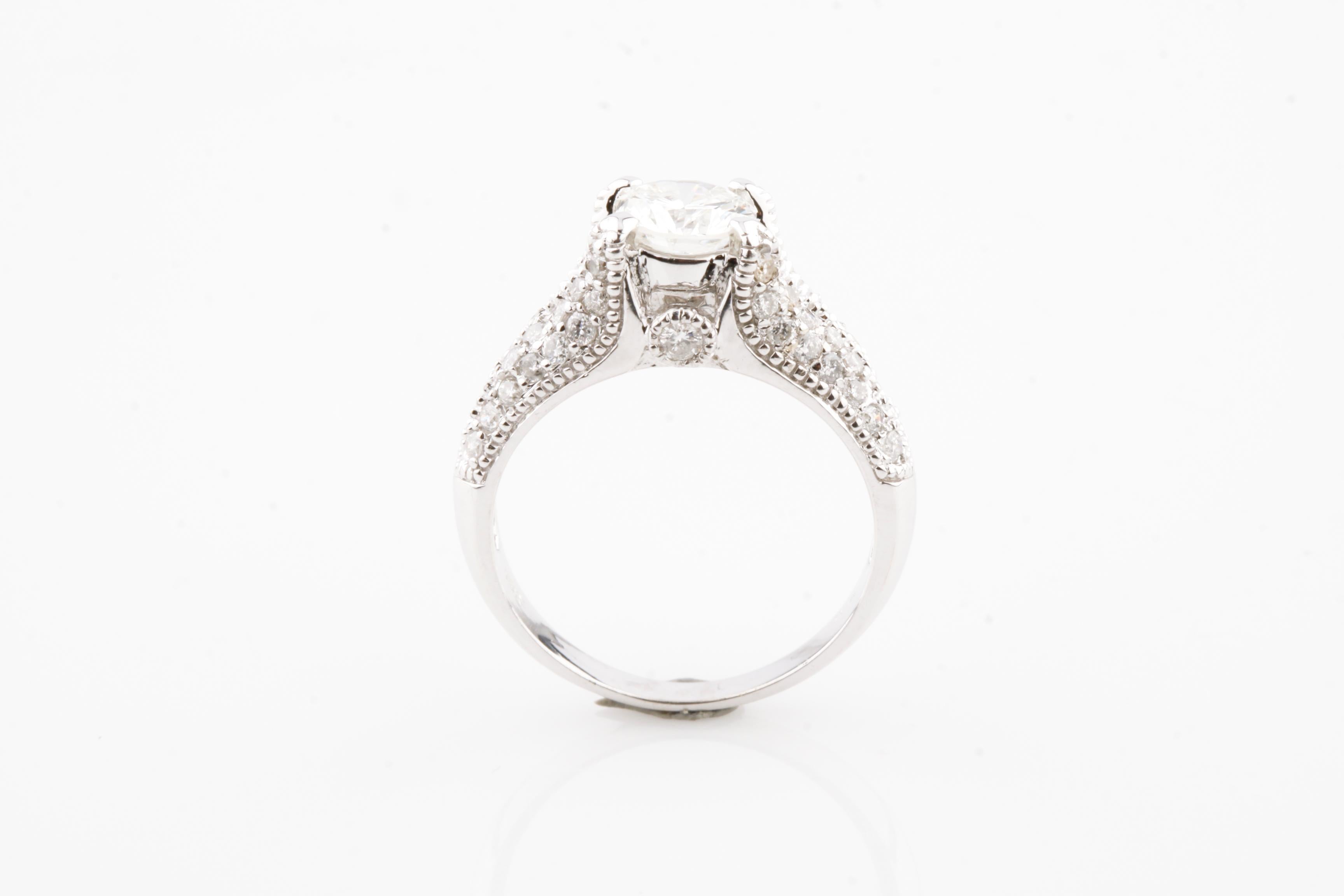 1,00 Karat runder Brillant-Diamant 18 Karat Weißgold Verlobungsring im Zustand „Hervorragend“ im Angebot in Sherman Oaks, CA