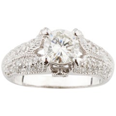 1.00 Carat Round Brilliant Diamond 18 Karat White Gold Engagement Ring