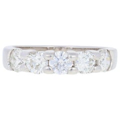 1.00 Carat Round Brilliant Diamond Wedding Band 14k White Gold Five-Stone Ring