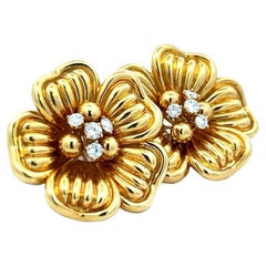 Orecchini a clip in oro giallo 18 carati da 1,00 carati con diamante tondo e brillante H. H. VS