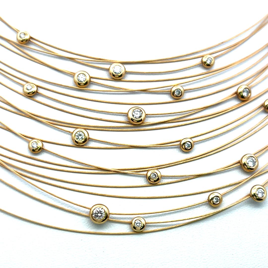 Donna 1,00 Carati Rotondo Brillante H VS Diamante 18 Karati Collana in Oro Giallo in vendita